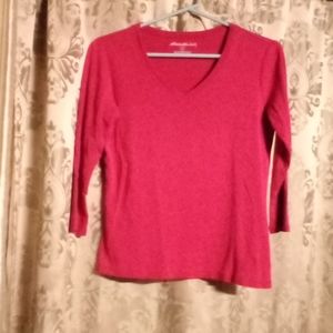 Eddie Bauer dark pink mid sleeve shirt